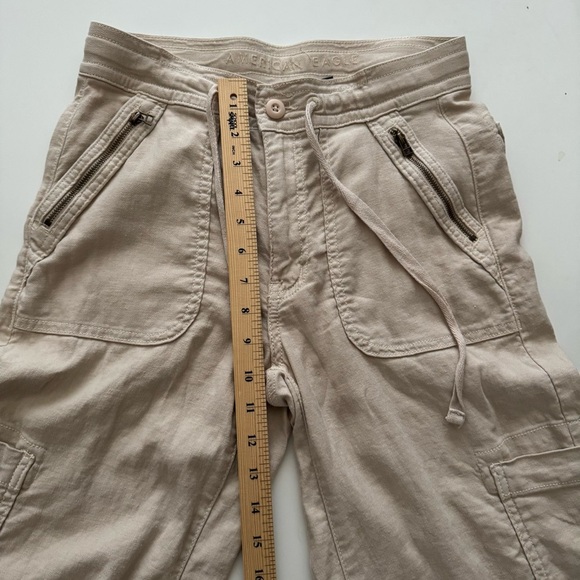 American Eagle Dreamy Drape Linen-Blend Baggy Wide-Leg Cargo Pants Size 0 - Picture 8 of 16